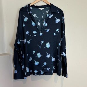 Vince Navy Blue Silk Blouse